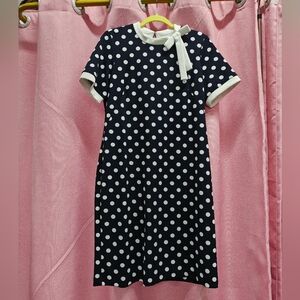 Shelby & Palmer Dark Blue Polka Dot Dress Sz 12